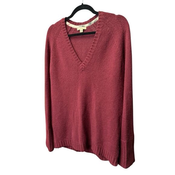 Burberry Brit 100% Cashmere Sweater V-Neck Burgundy Red Size L UNISEX - Picture 4 of 12